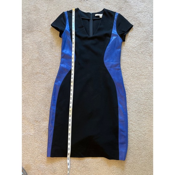 Diane Von Furstenberg Dayton Leather Panel Color Block Midi Dress Size 6 Stretch - Picture 8 of 8